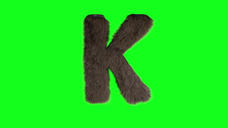 Furry-Hairy-3d-letter-k-on-green-screen